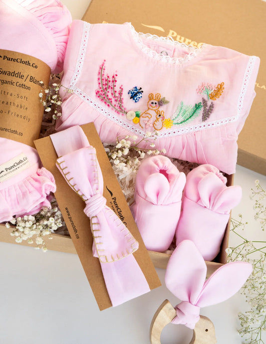 PureCloth.co Pink Easter Bunny Newborn Gift Hamper