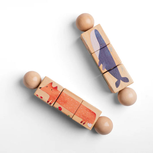 Star Papaya- Wooden Rotating Animal Puzzle