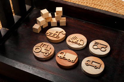 Bombay Toy Co- Play Dough Wooden Stamps | Construction Site