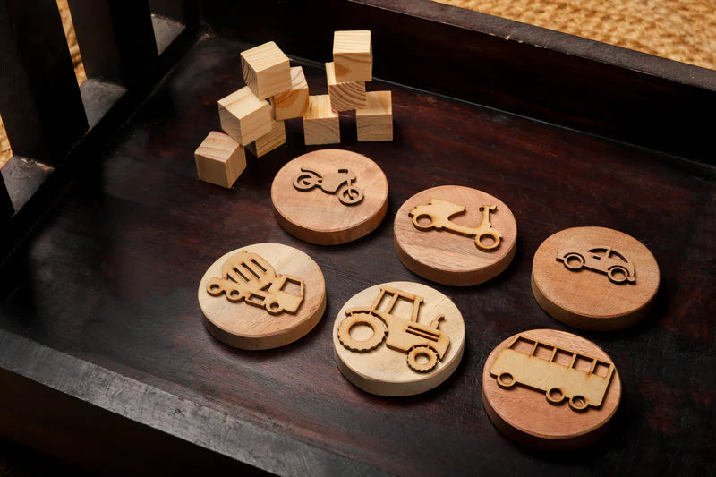 Bombay Toy Co- Play Dough Wooden Stamps | My Vehicles
