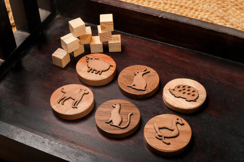 Bombay Toy Co- Play Dough Wooden Stamps | Animals