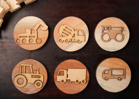 Bombay Toy Co- Play Dough Wooden Stamps | Construction Site