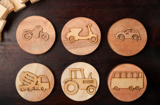Bombay Toy Co- Play Dough Wooden Stamps | My Vehicles