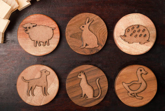 Bombay Toy Co- Play Dough Wooden Stamps | Animals
