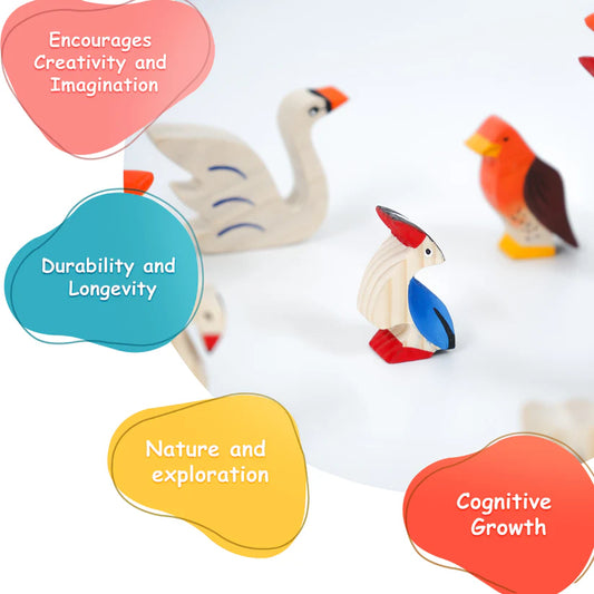 Moon Toys- Wooden Bird Figurine Set – Neem Wood Montessori Toys