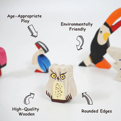 Moon Toys- Wooden Bird Figurine Set – Neem Wood Montessori Toys