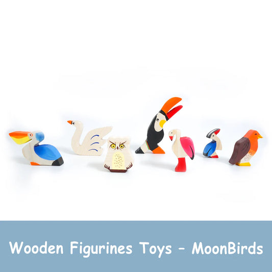 Moon Toys- Wooden Bird Figurine Set – Neem Wood Montessori Toys
