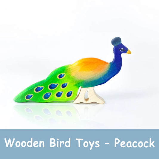 MoonToys- Wooden Bird Toys – Indian Peacock Figurine