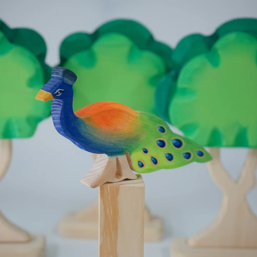 MoonToys- Wooden Bird Toys – Indian Peacock Figurine
