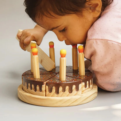 MoonToys- Wooden Chocolate Cake Toy with 6 Candles